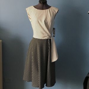 Tahari Contrast Black/White Grid Dress